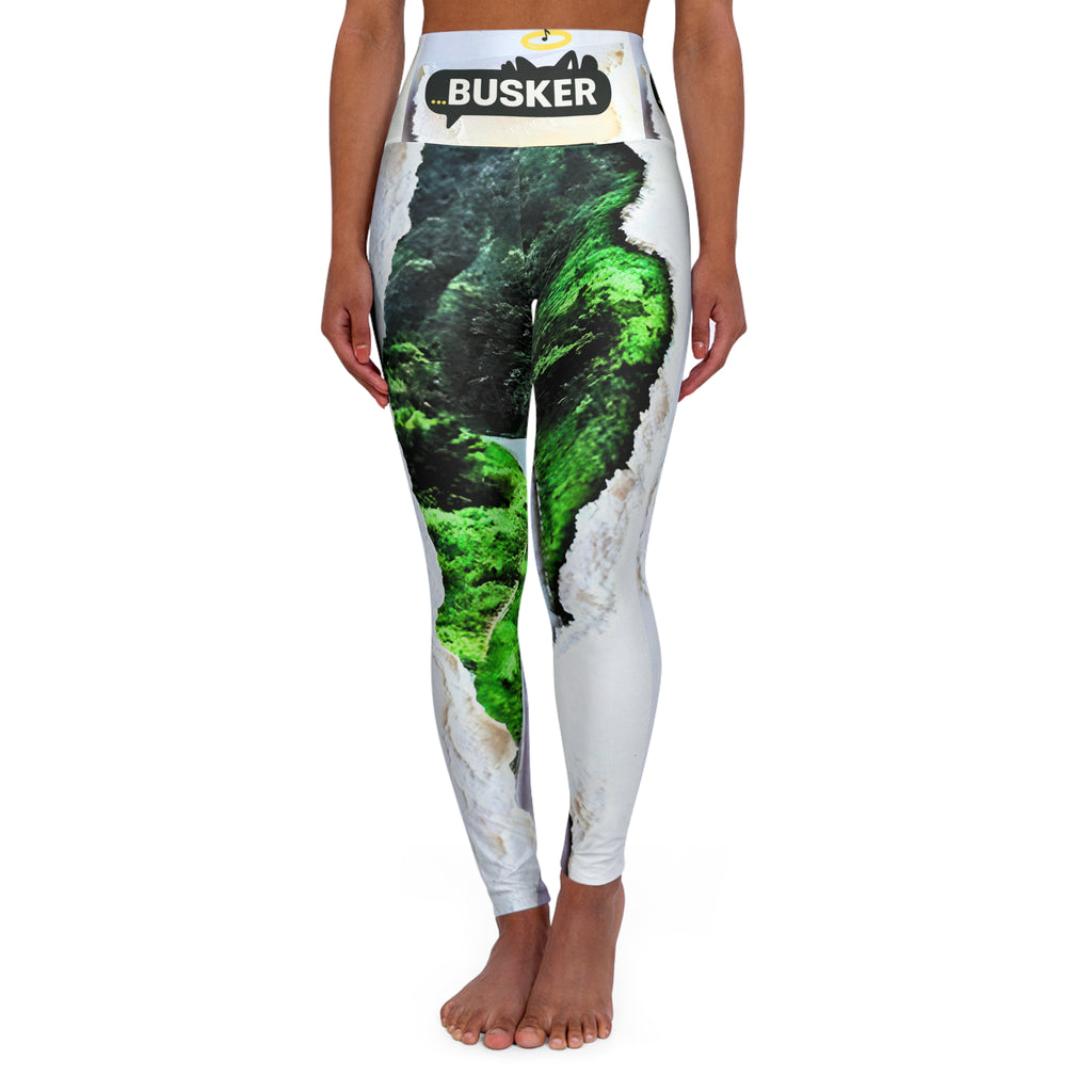 Eco-Friendly High Waisted Yoga Leggings with Unique Green Design