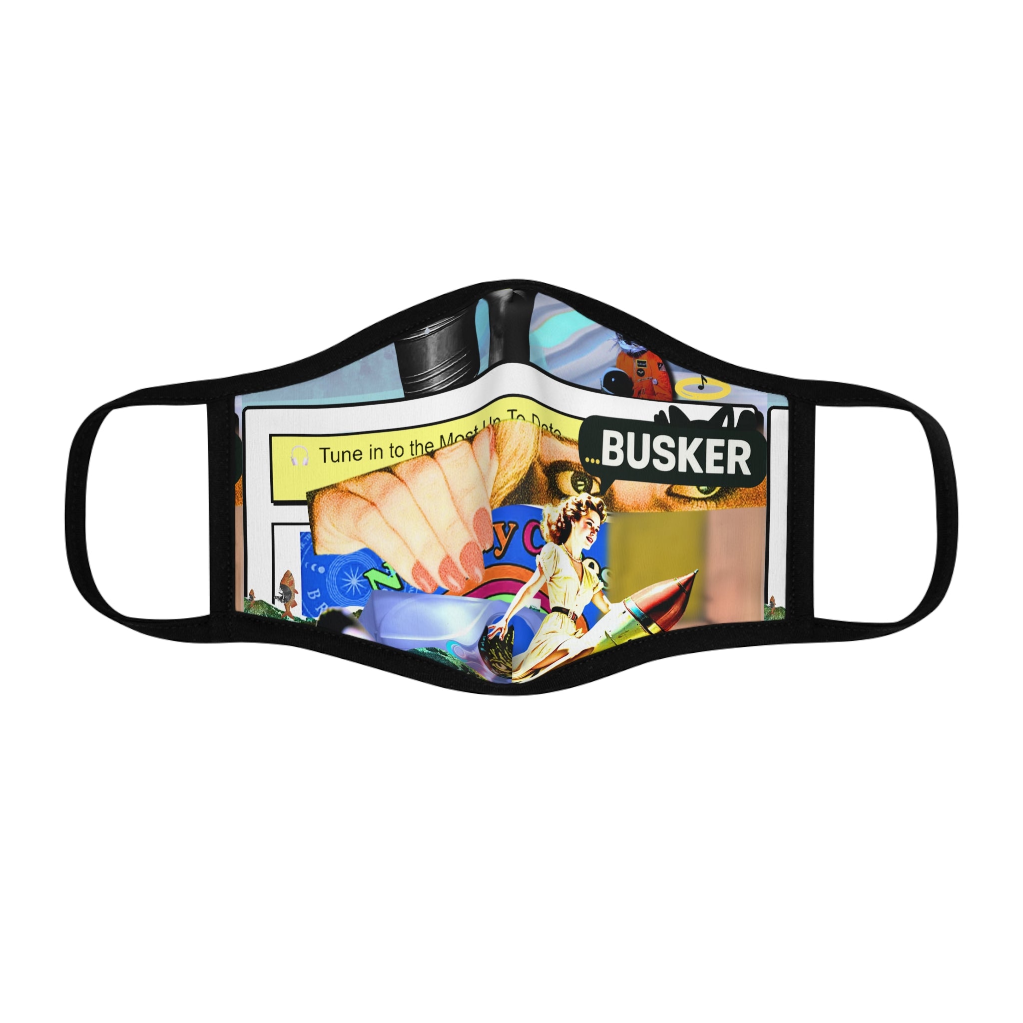 Busker-Themed Fitted Face Mask | Unique Art Design for Music Lovers