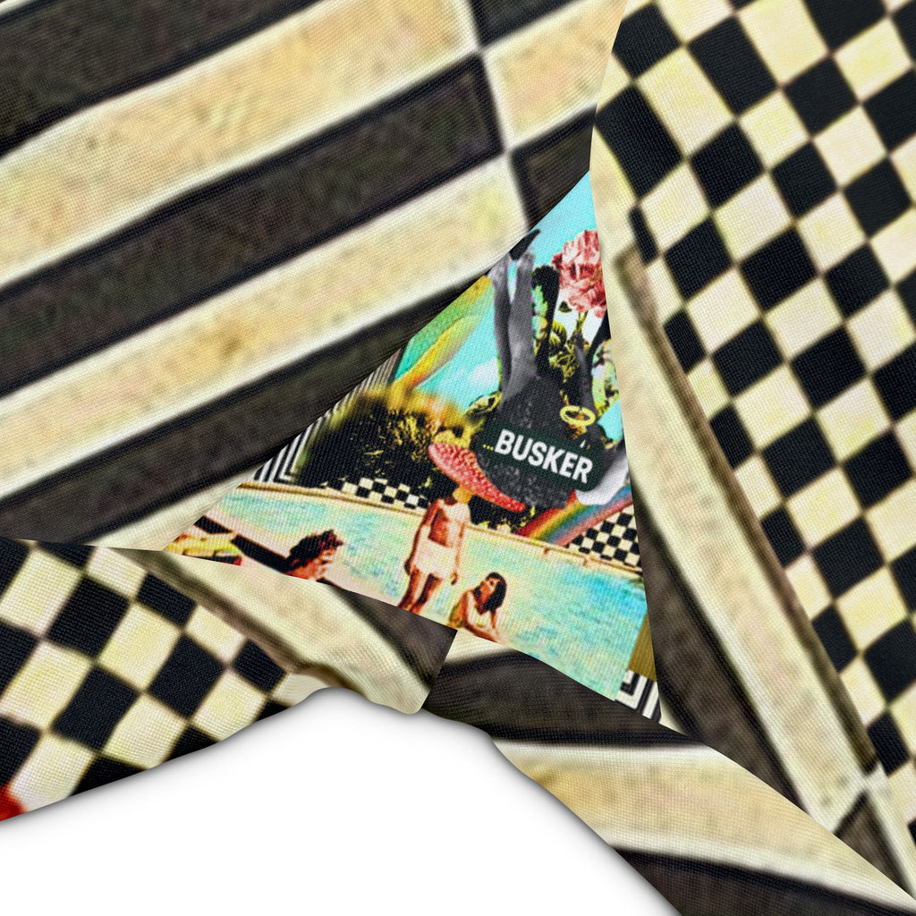 Vibrant Women's Workout Shorts - AOP with Retro Poolside Design