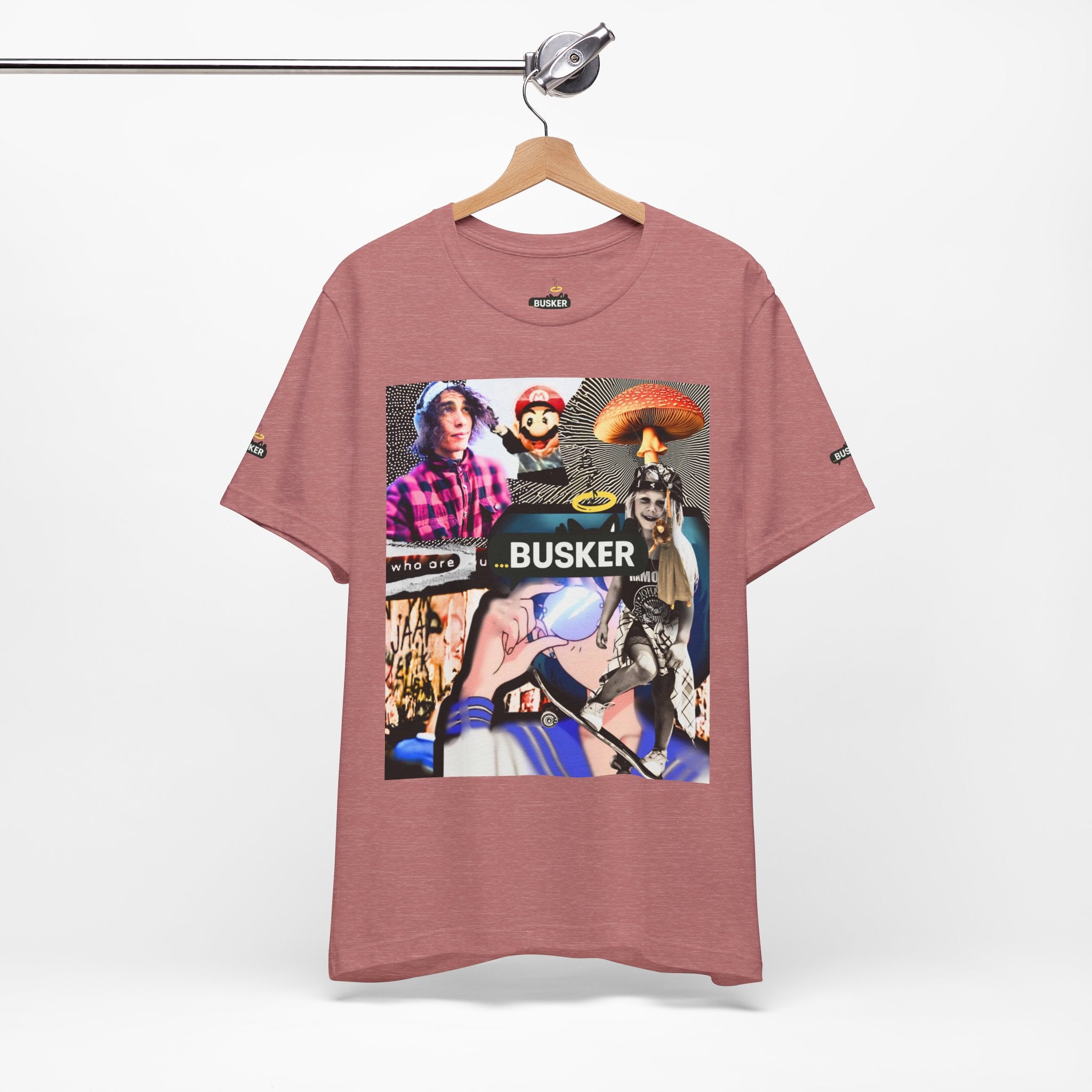 Busker Vibe Unisex Tee - Music & Art Collage Design