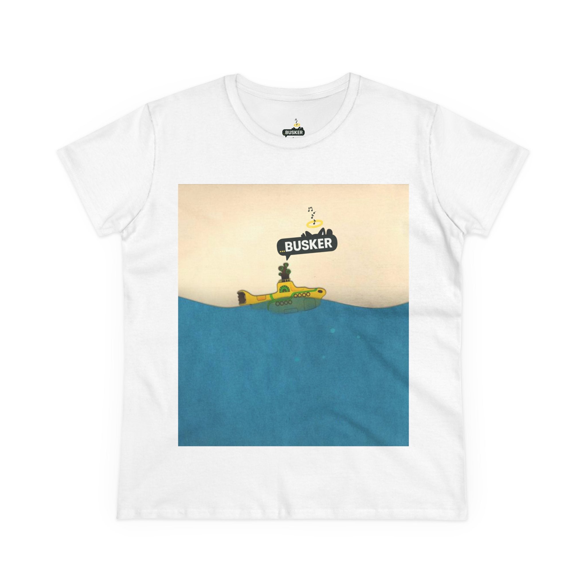 Busker Graphic Cotton Tee for Music Lovers, Vintage Style Summer Shirt, Perfect Gift for Concerts and Festivals, Casual Women's Top, [...]