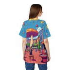 Colorful Mushroom Art Unisex Tee, Funky Graphic Tee, Gift for Music Lovers, Street Art Apparel, Summer Festival Shirt, Unique AOP T-Shirt