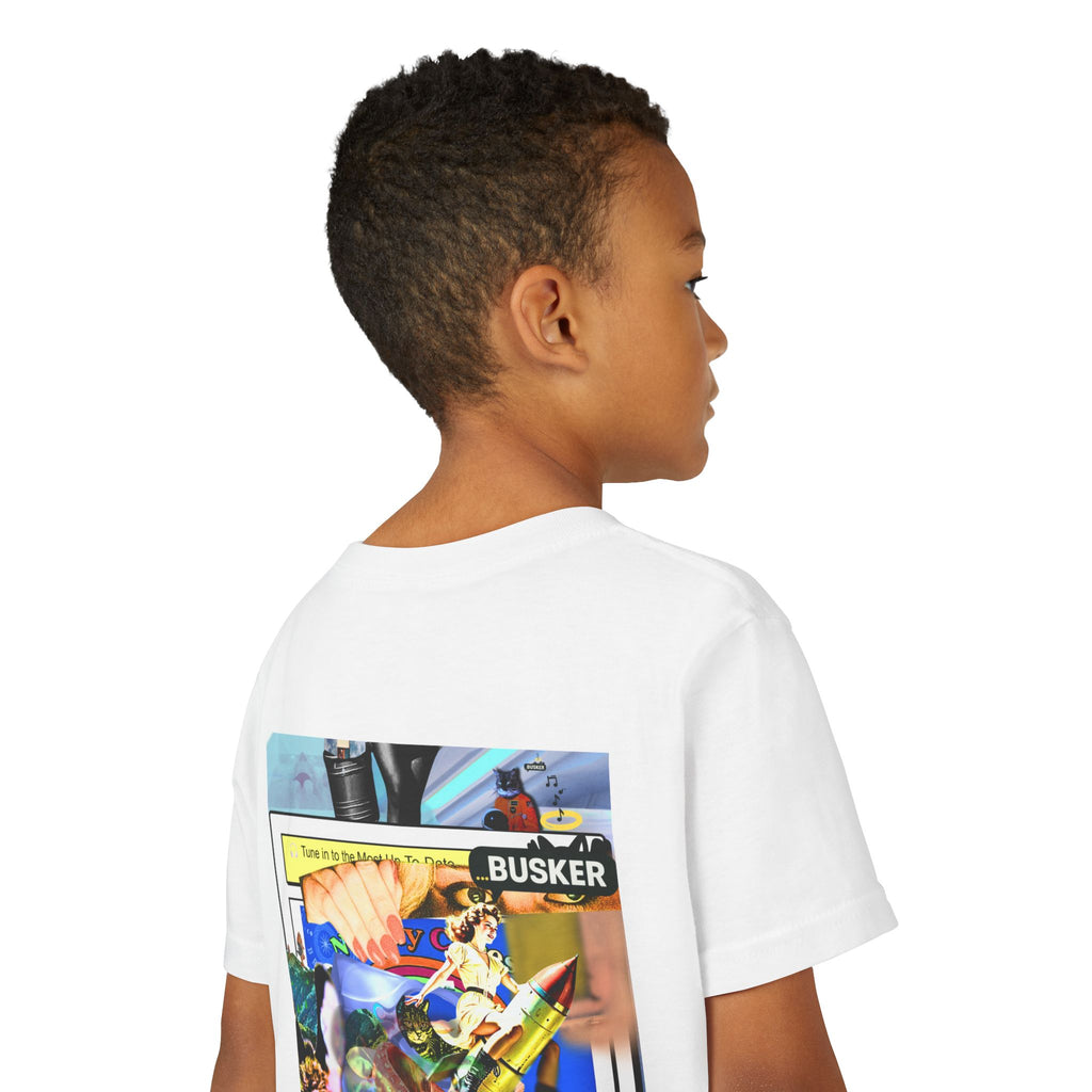 Colorful Youth Short Sleeve Tee - "Busker" Graphic Art Top