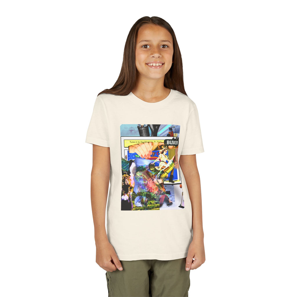 Colorful Youth Short Sleeve Tee - "Busker" Graphic Art Top