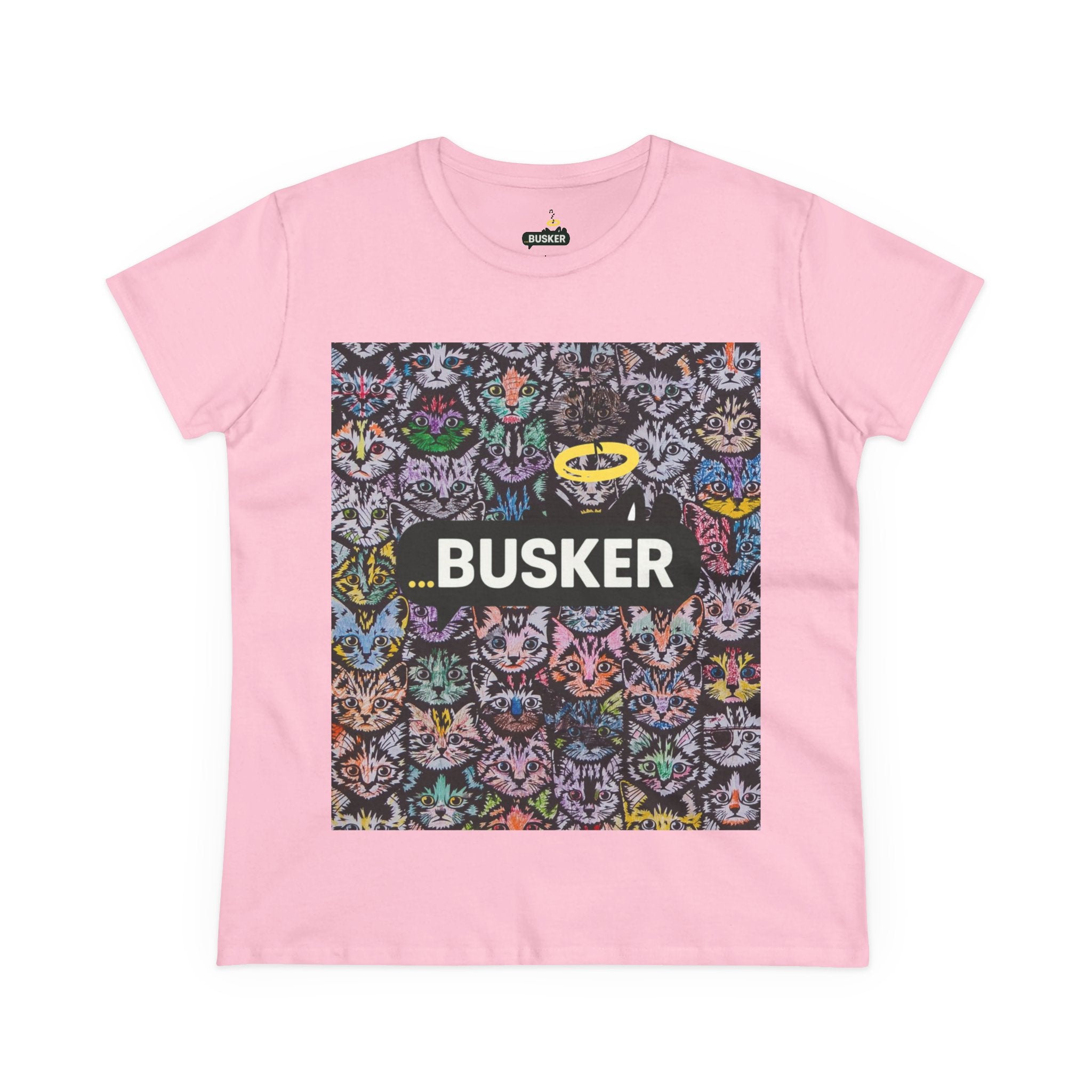 Colorful Cat Design Women's Tee, Casual Graphic Tee for Cat Lovers, Funny Gift for Friends, Summer Style, Unique Animal Art Shirt