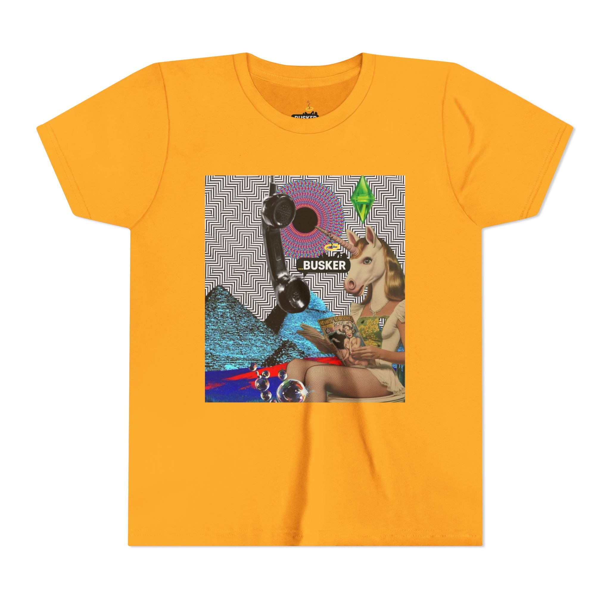 Youth Graphic Tee with Fun 'Busker' Design, Cool Summer Shirt, Gifts for Kids, Festival Attire, Trendy Youthwear