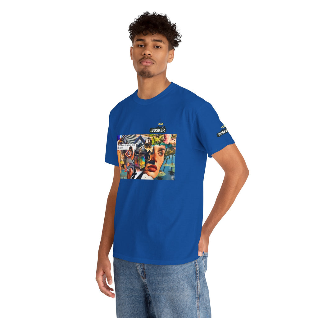 Artistic Unisex Heavy Cotton Tee - Vibrant Busker Design