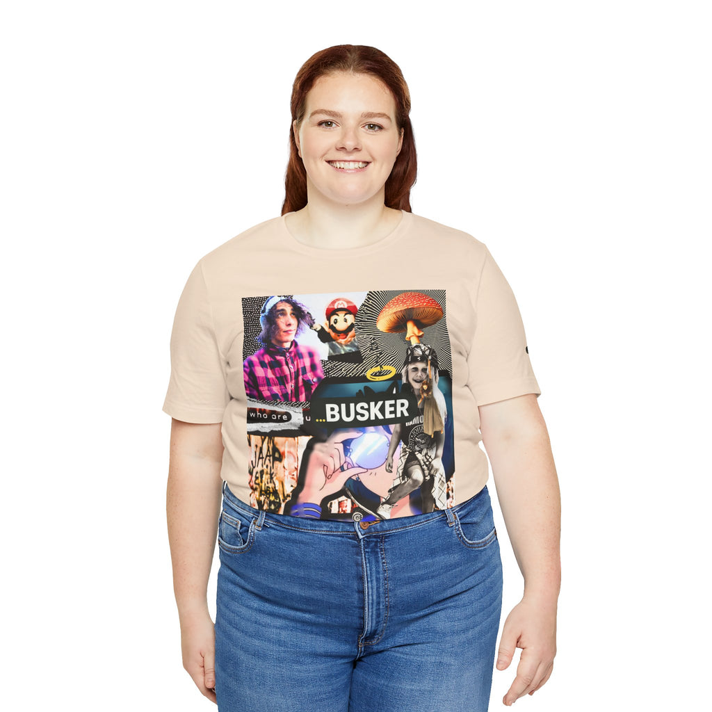 Busker Vibe Unisex Tee - Music & Art Collage Design