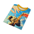 Unique Graphic Tee, Fun AOP T-Shirt, Youthful Streetwear, Urban Casual Wear, Perfect for Festivals, Summer Vibe Shirt
