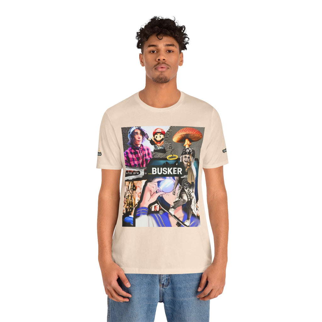 Busker Vibe Unisex Tee - Music & Art Collage Design