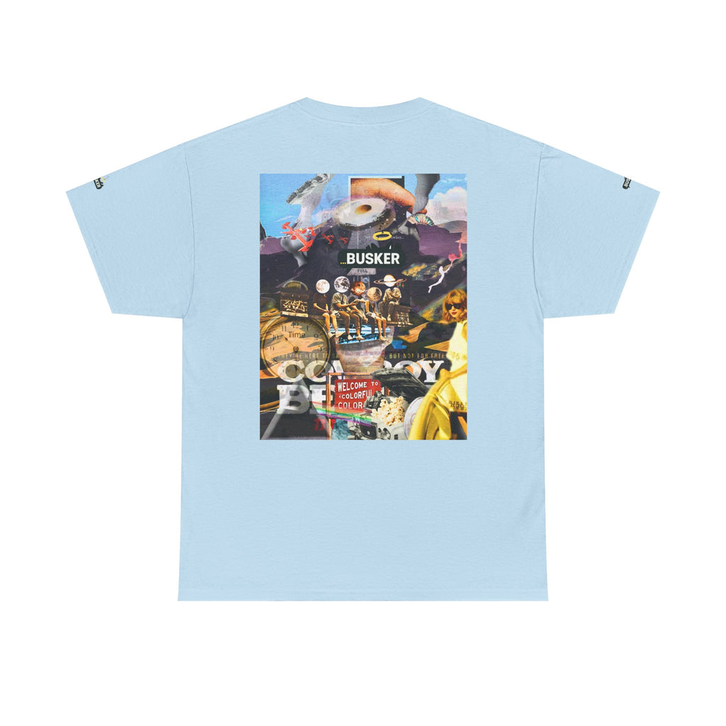 Busker Collage Graphic Tee — Vintage Music Poster Streetwear