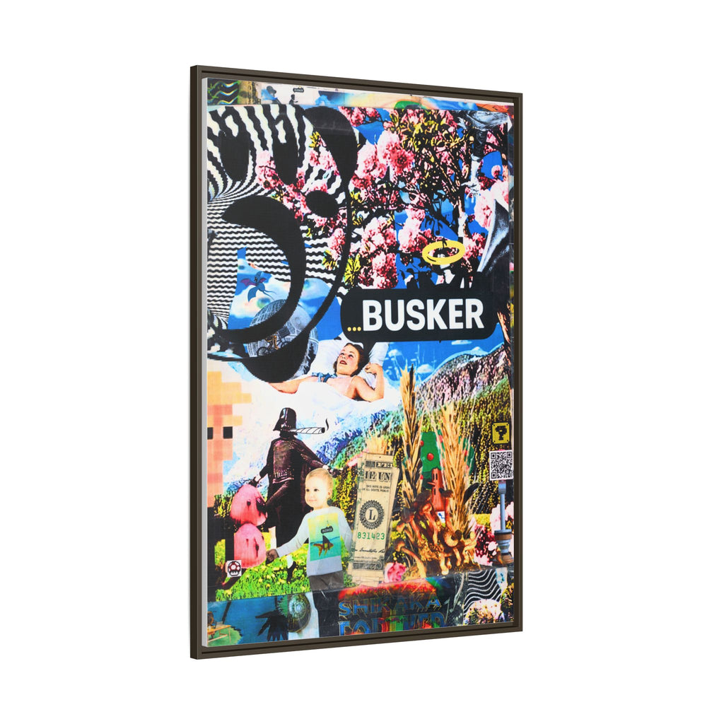 Busker Collage Matte Canvas Print — Framed Multi‑Color Wall Art