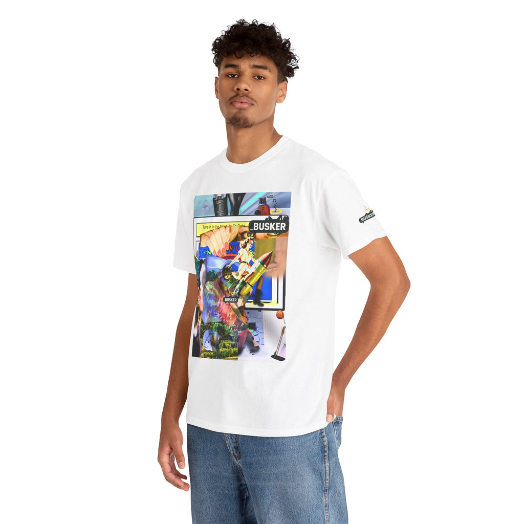 Cool Graphic Unisex Heavy Cotton Tee - 'Busker' Design