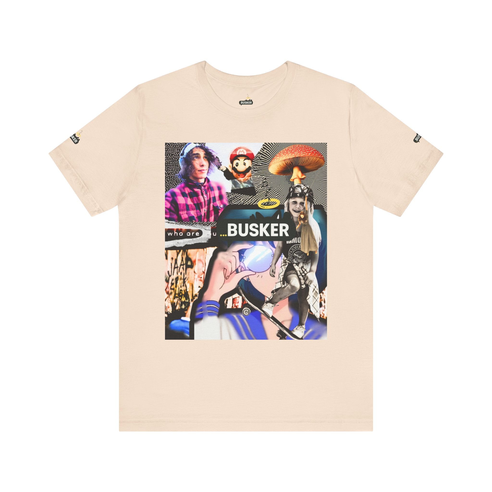 Busker Vibe Unisex Tee - Music & Art Collage Design