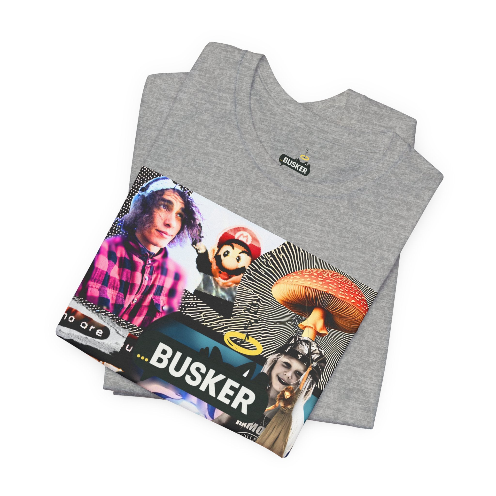 Busker Vibe Unisex Tee - Music & Art Collage Design