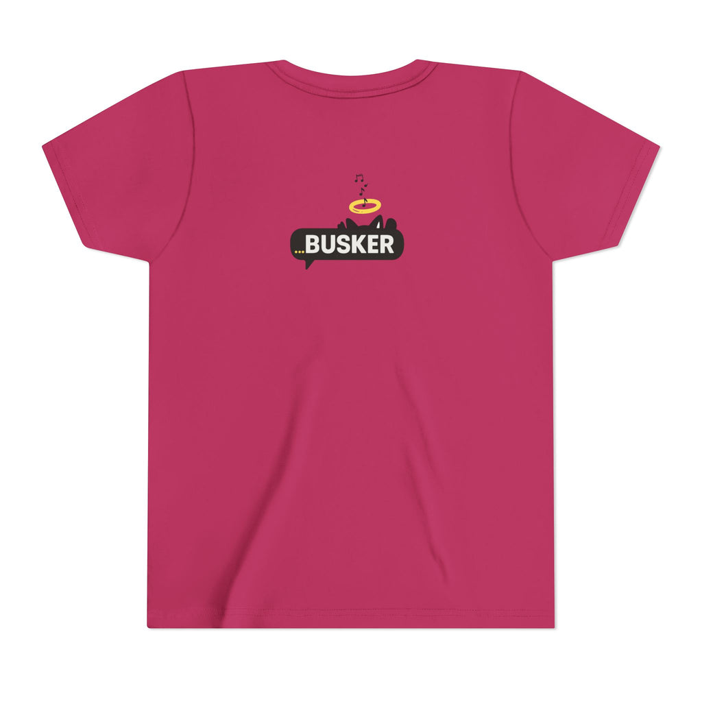 Youth Graphic Tee with Fun 'Busker' Design, Cool Summer Shirt, Gifts for Kids, Festival Attire, Trendy Youthwear