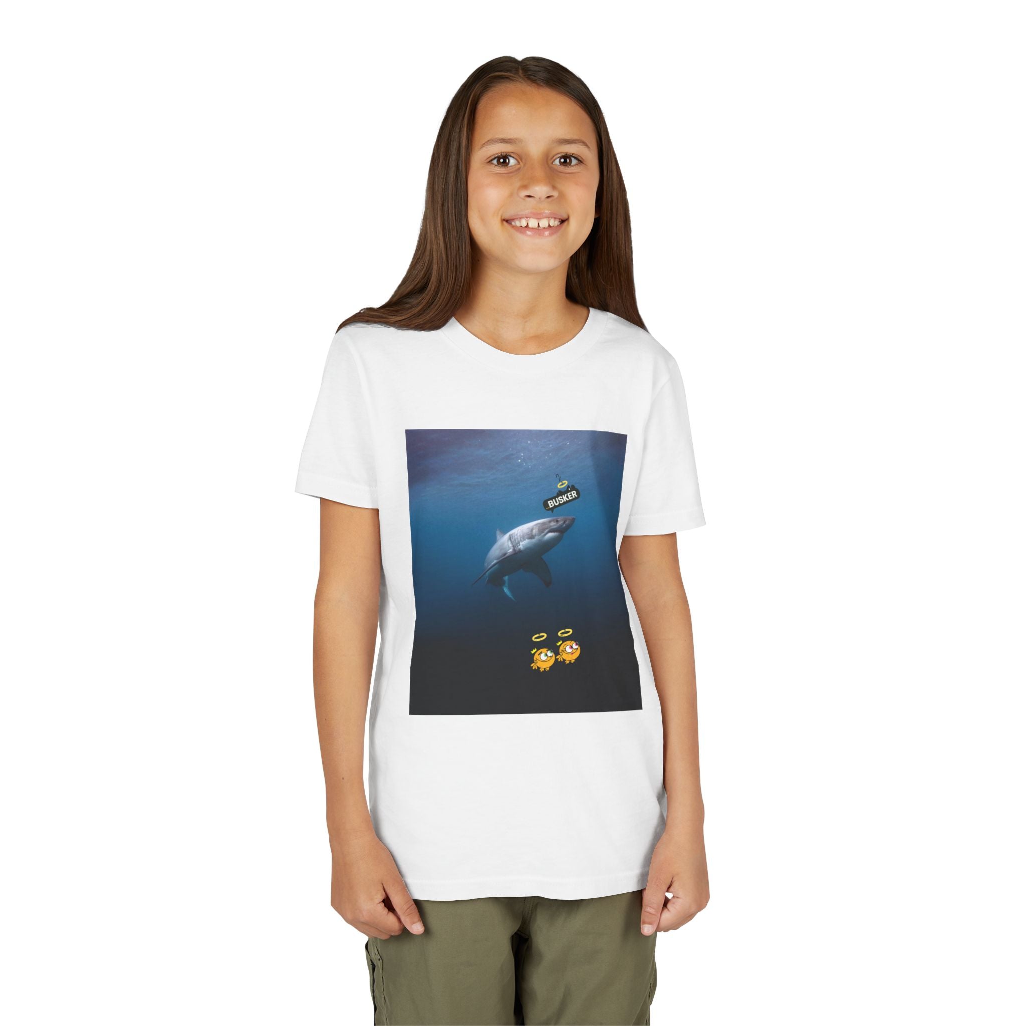 Cool Youth Short Sleeve Tee Featuring Playful Shark Design, Fun Graphic T-Shirt for Kids, Summer Wear, Gift for Young Explorers, Beach [...]