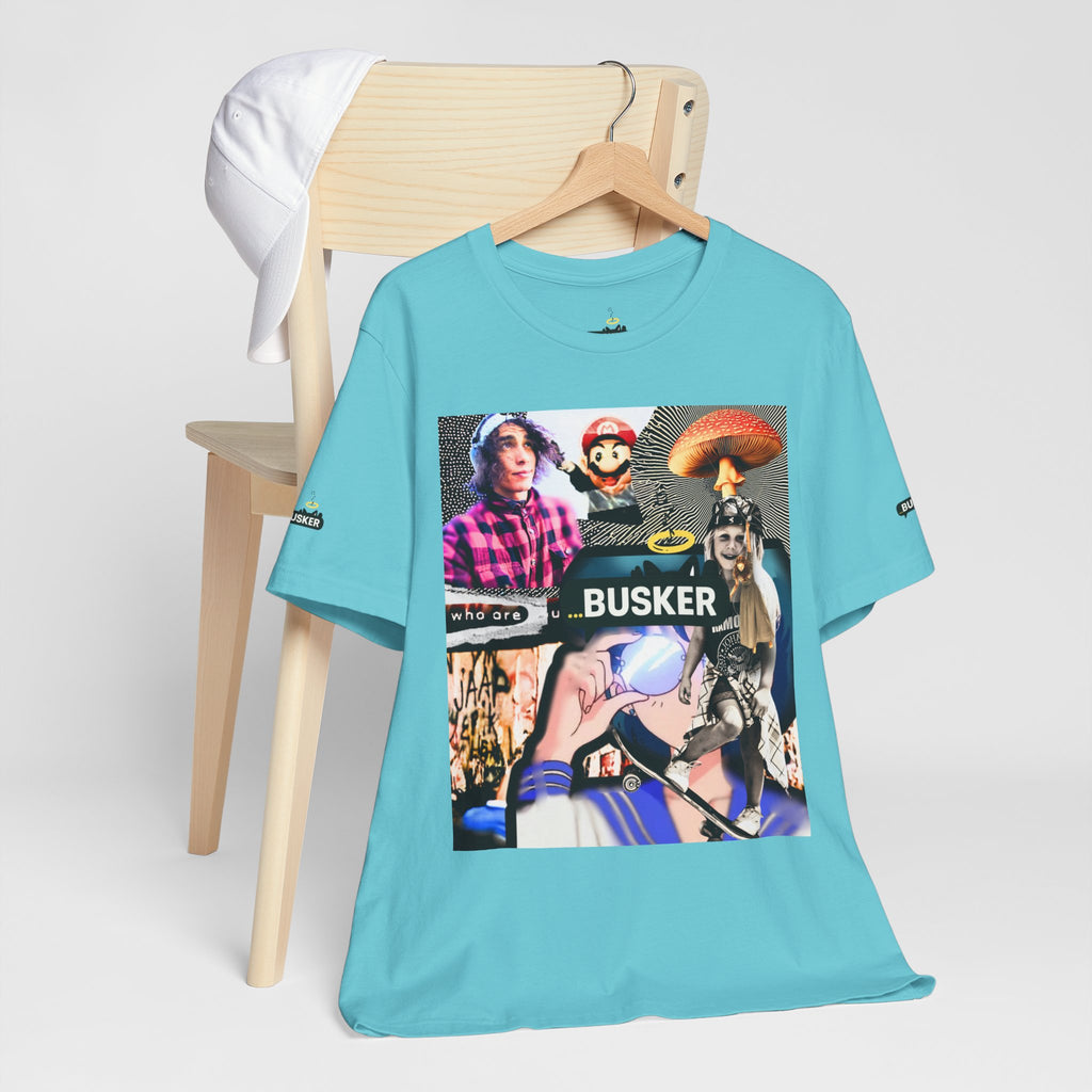 Busker Vibe Unisex Tee - Music & Art Collage Design