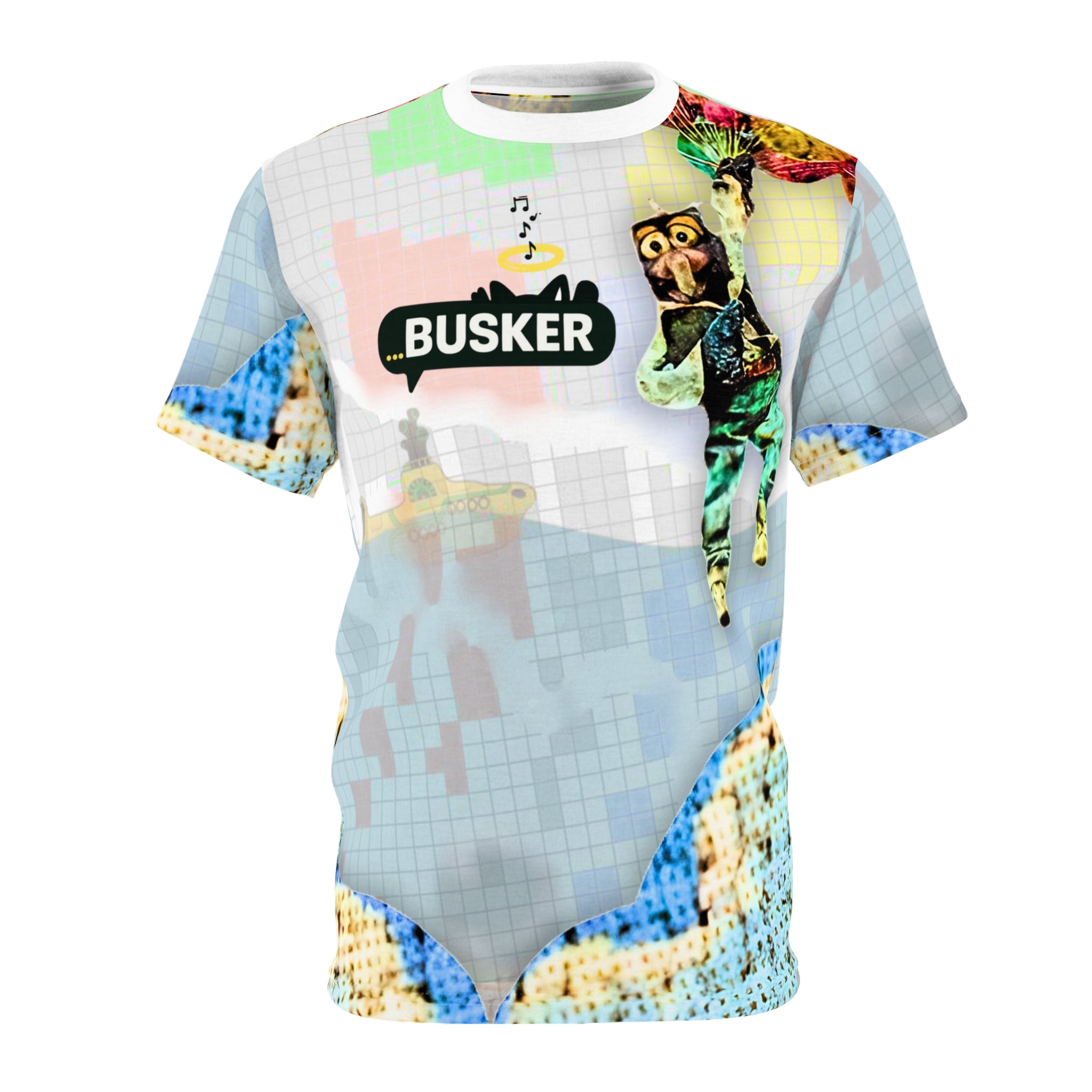 Colorful Unisex Cut & Sew Tee - 'BUSKER' Graphic Design for Creative Souls