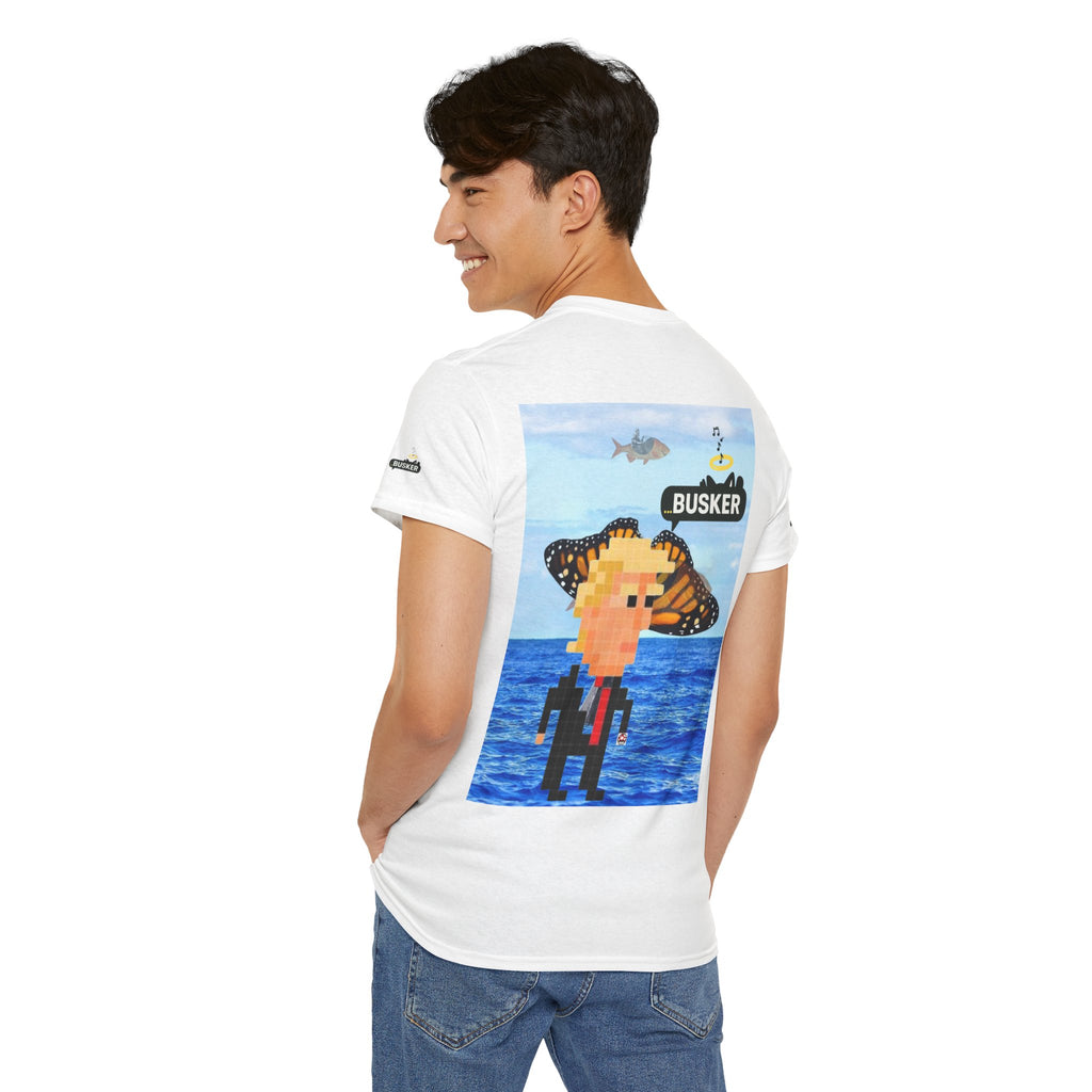 Pixel Art Unisex Heavy Cotton Tee - 'BUSKER' Design