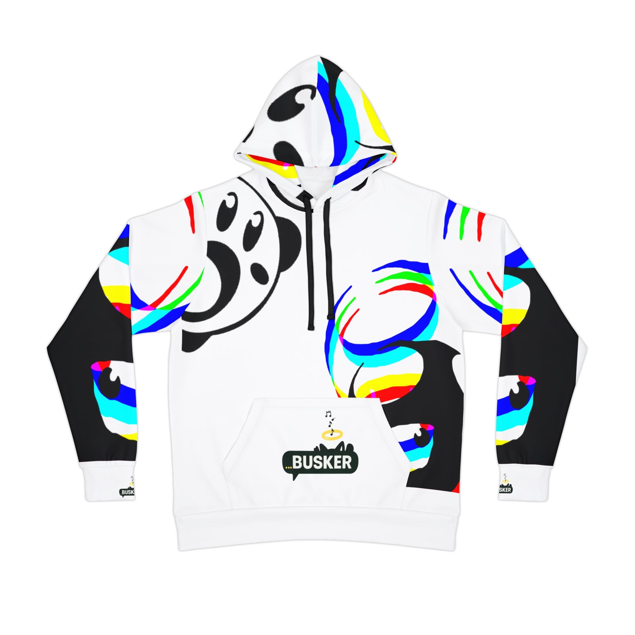 Colorful Panda Graphic Athletic Hoodie for Fun & Comfort, Gift for Sports Lovers, Trendy Apparel, Streetwear Style, Unisex