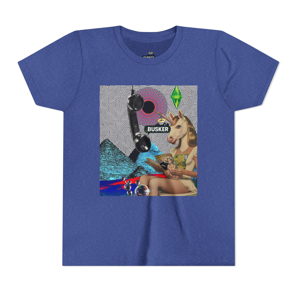 Youth Graphic Tee with Fun 'Busker' Design, Cool Summer Shirt, Gifts for Kids, Festival Attire, Trendy Youthwear