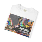Vibrant Busker T-Shirt, Unisex Graphic Tee, Street Art Inspired Apparel, Casual Wear, Summer Festival Clothing