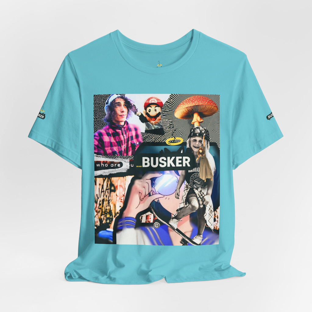 Busker Vibe Unisex Tee - Music & Art Collage Design