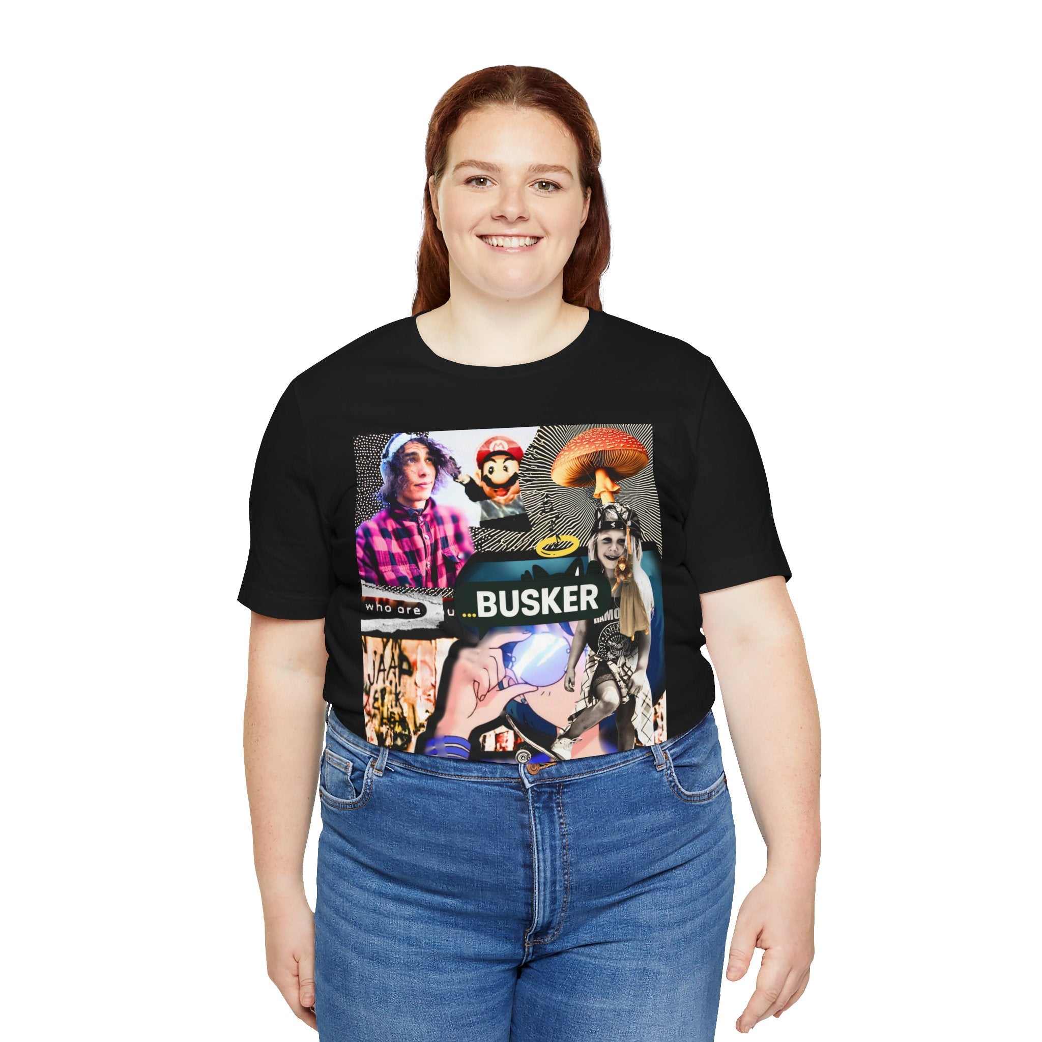 Busker Vibe Unisex Tee - Music & Art Collage Design