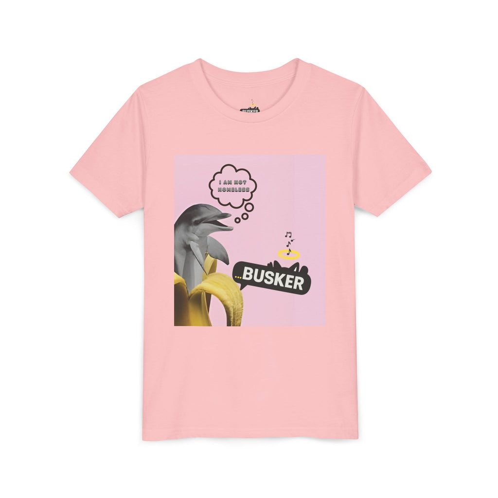 Busker Youth Tee, Fun Kids Shirt, Music Lover Gift, Summer Outfit, Creative Kids Clothing, Unique Graphic Tee