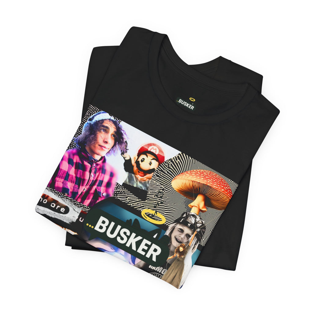 Busker Vibe Unisex Tee - Music & Art Collage Design