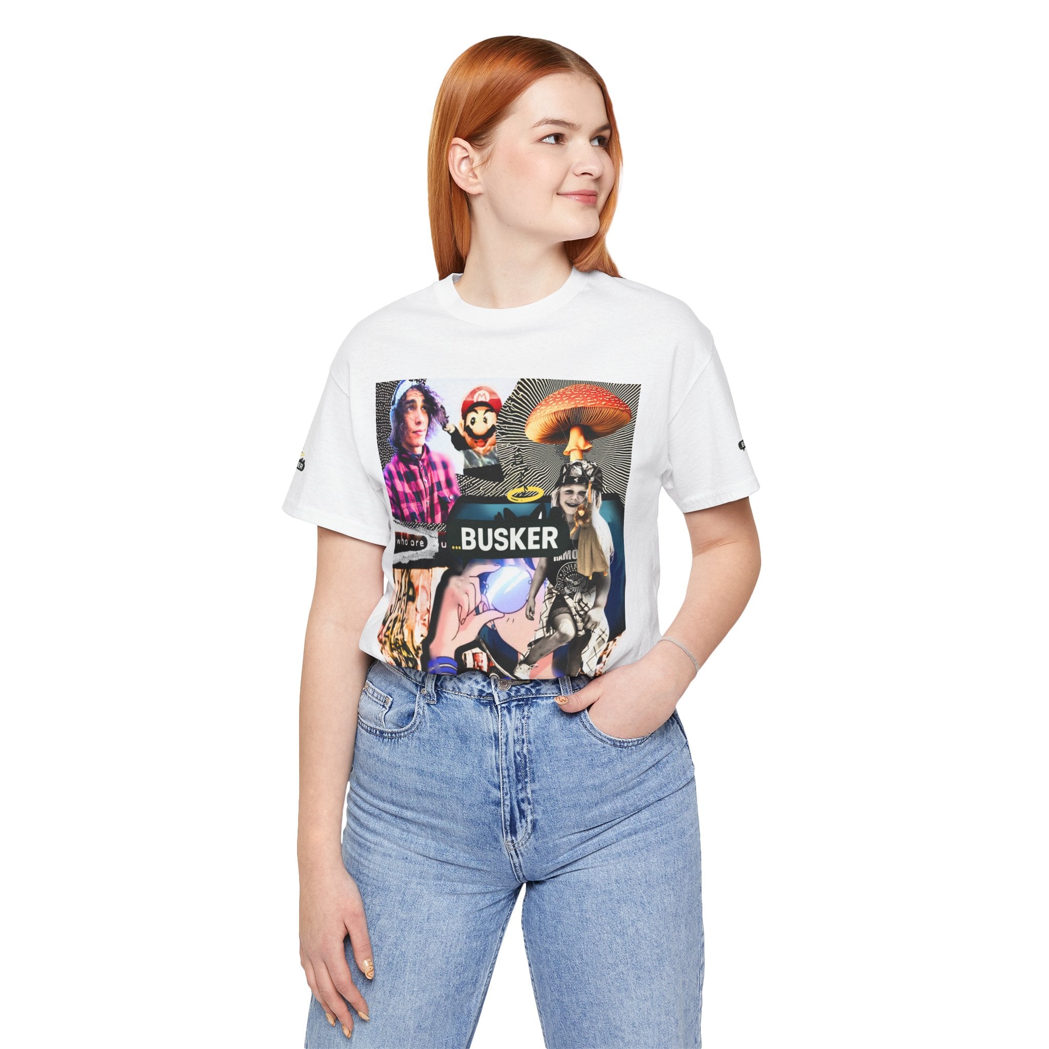 Busker Vibe Unisex Tee - Music & Art Collage Design