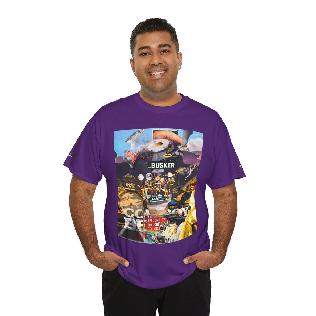 Busker Collage Graphic Tee — Vintage Music Poster Streetwear