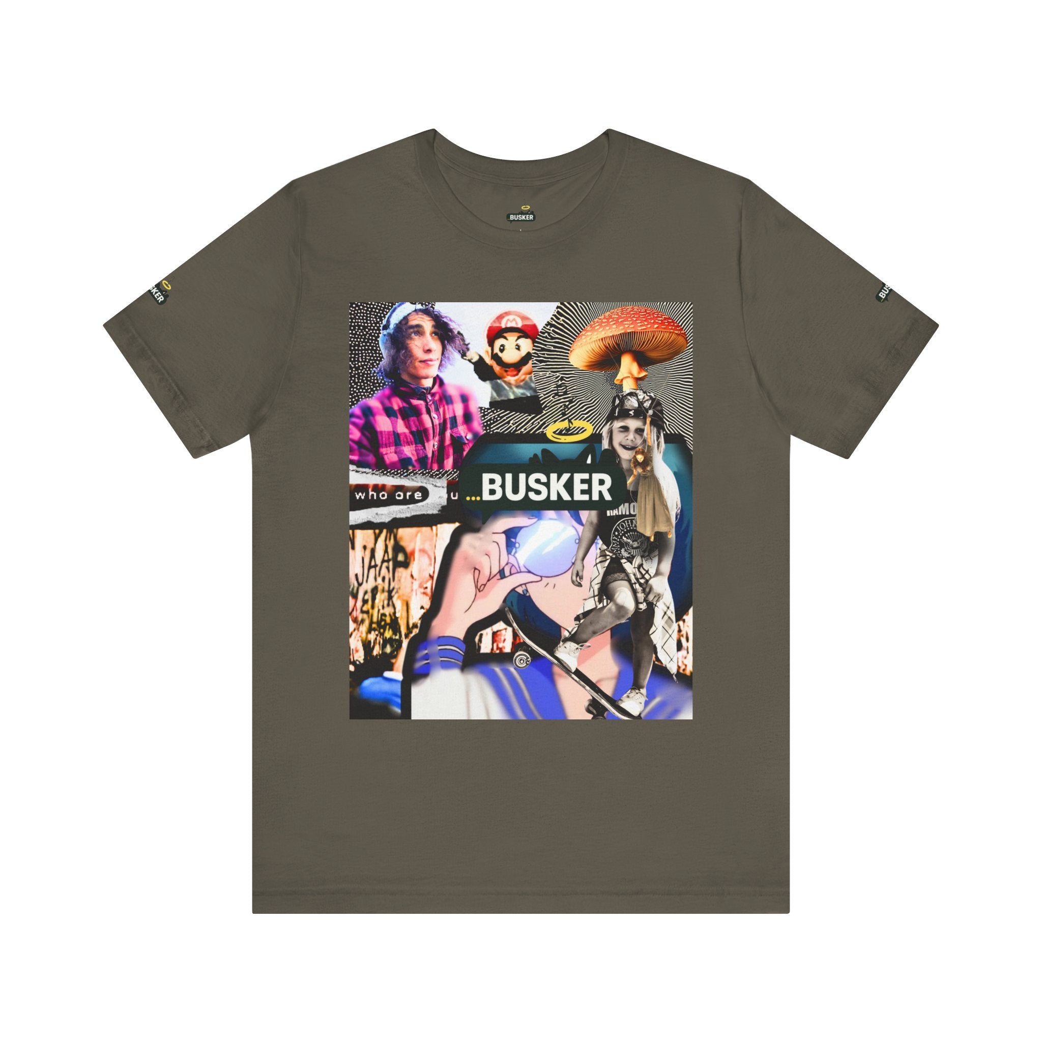 Busker Vibe Unisex Tee - Music & Art Collage Design