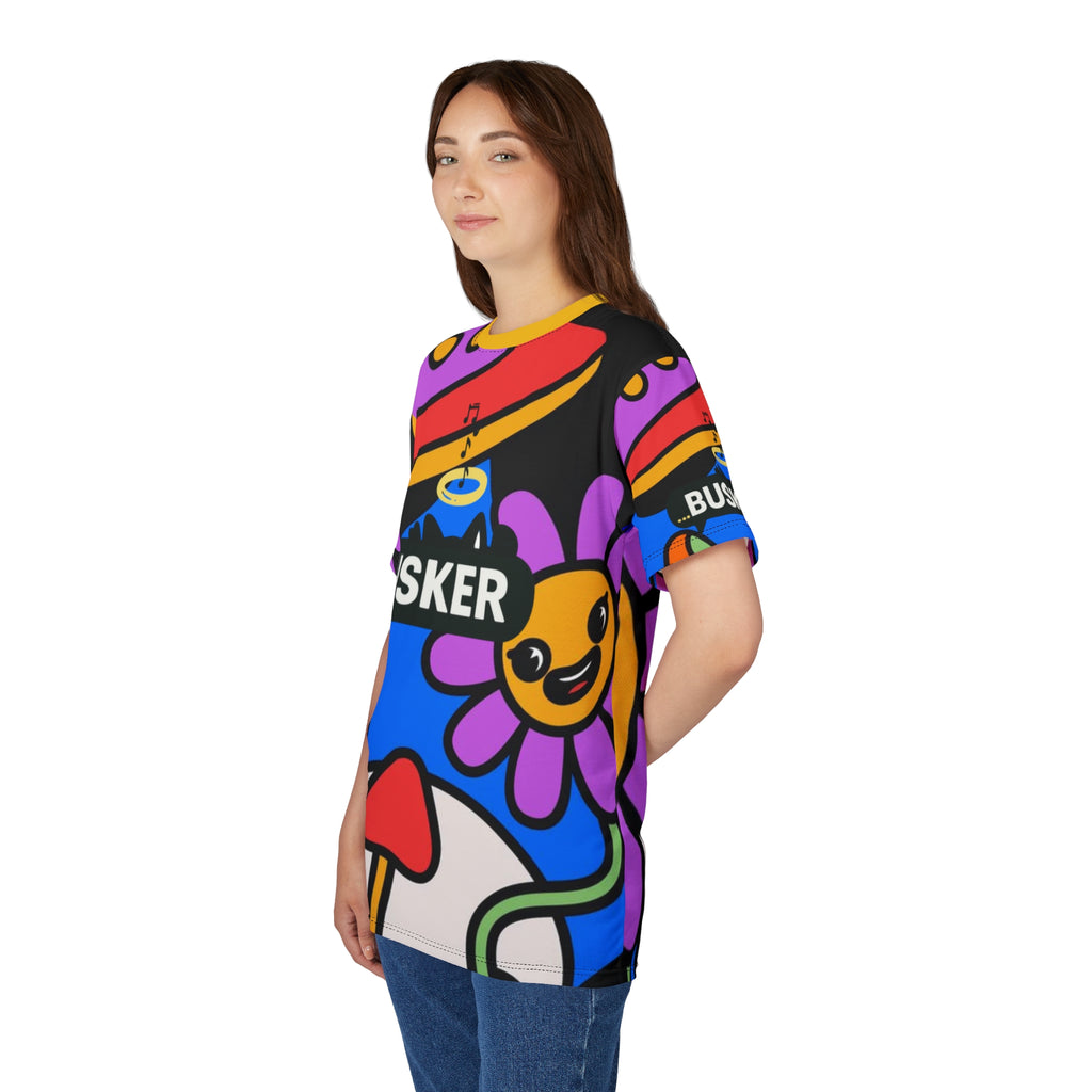 Busker Vibes Unisex Tee, Fun Graphic Shirt for Music Lovers, Trendy Colorful T-Shirt, Unique Gift for Festivals, Street Artists Fashion