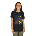 Youth Graphic Tee with Dinosaur Design, Fun Tee for Kids, Summer Style, Birthday Gift, Casual Wear, Playful Outfit, Busker Theme