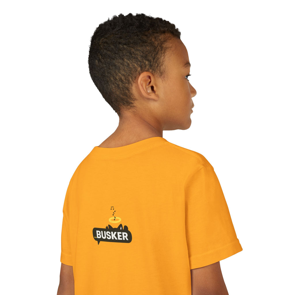 Cool Busker Youth Tee, Street Style Youth T-Shirt, Graphic Tee for Kids, Hipster Summer Shirt, Unique Gift for Young Musicians