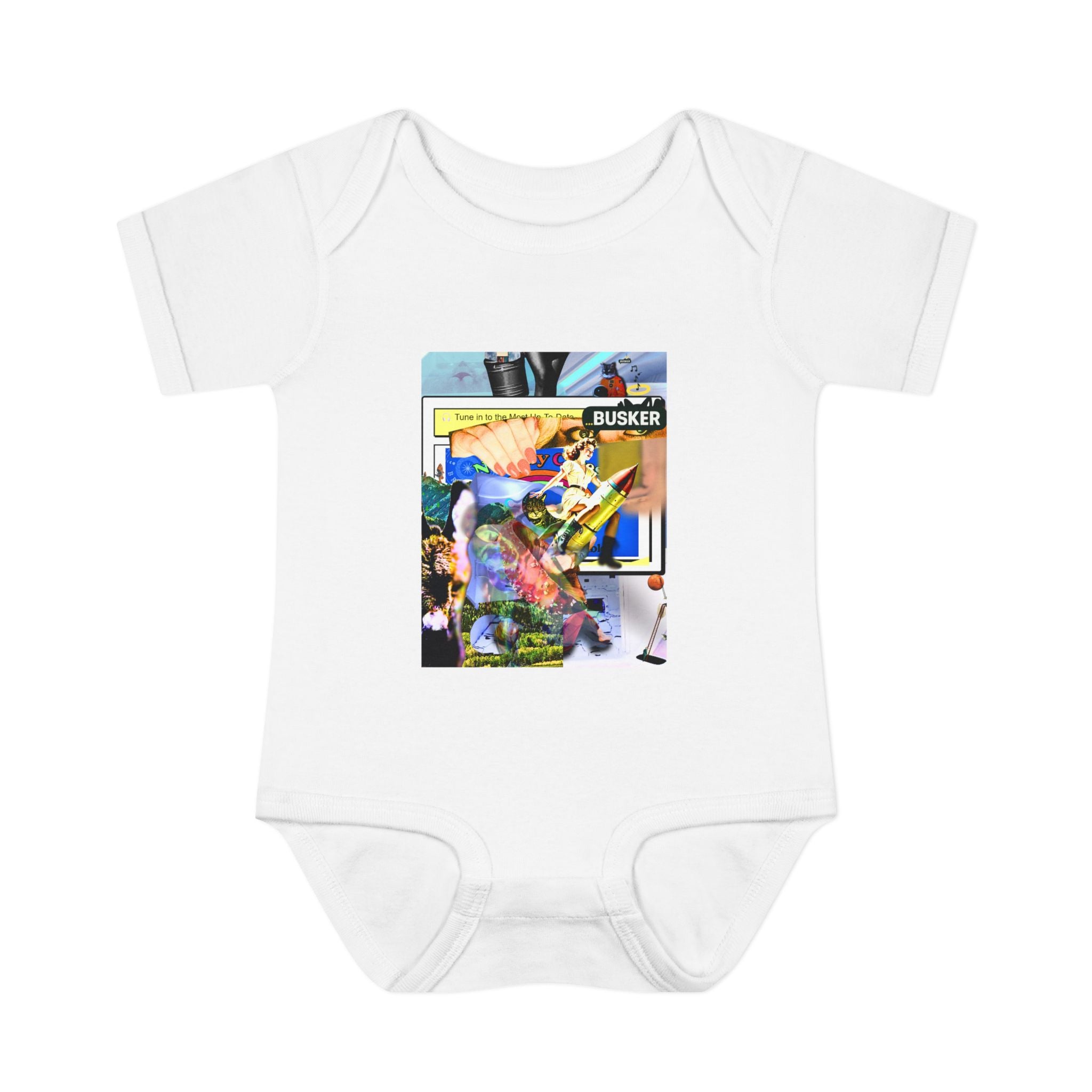 Colorful Baby Bodysuit with 'Busker' Design