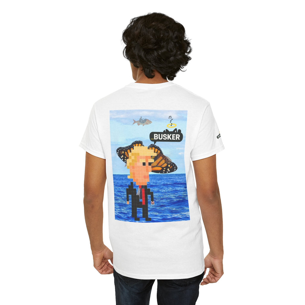 Pixel Art Unisex Heavy Cotton Tee - 'BUSKER' Design