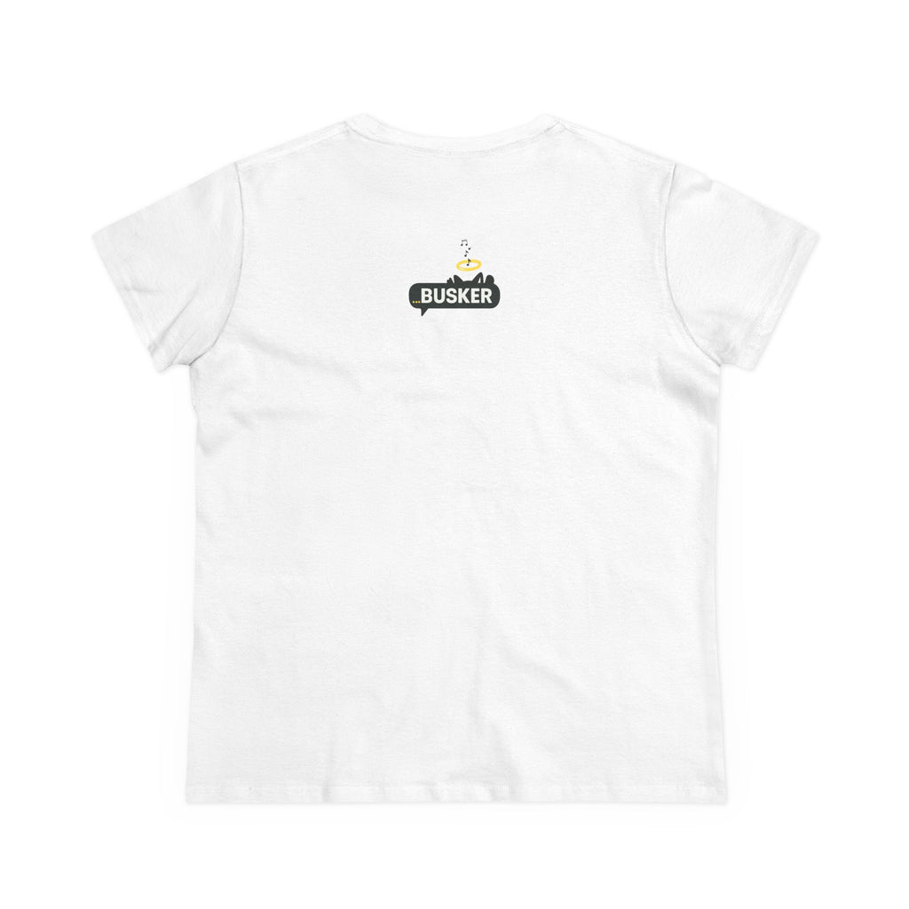 Stylish Women's Cotton Tee with Busker Design, Graphic Tee for Music Lovers, Casual Wear, Gifts for Her, Hipster Fashion