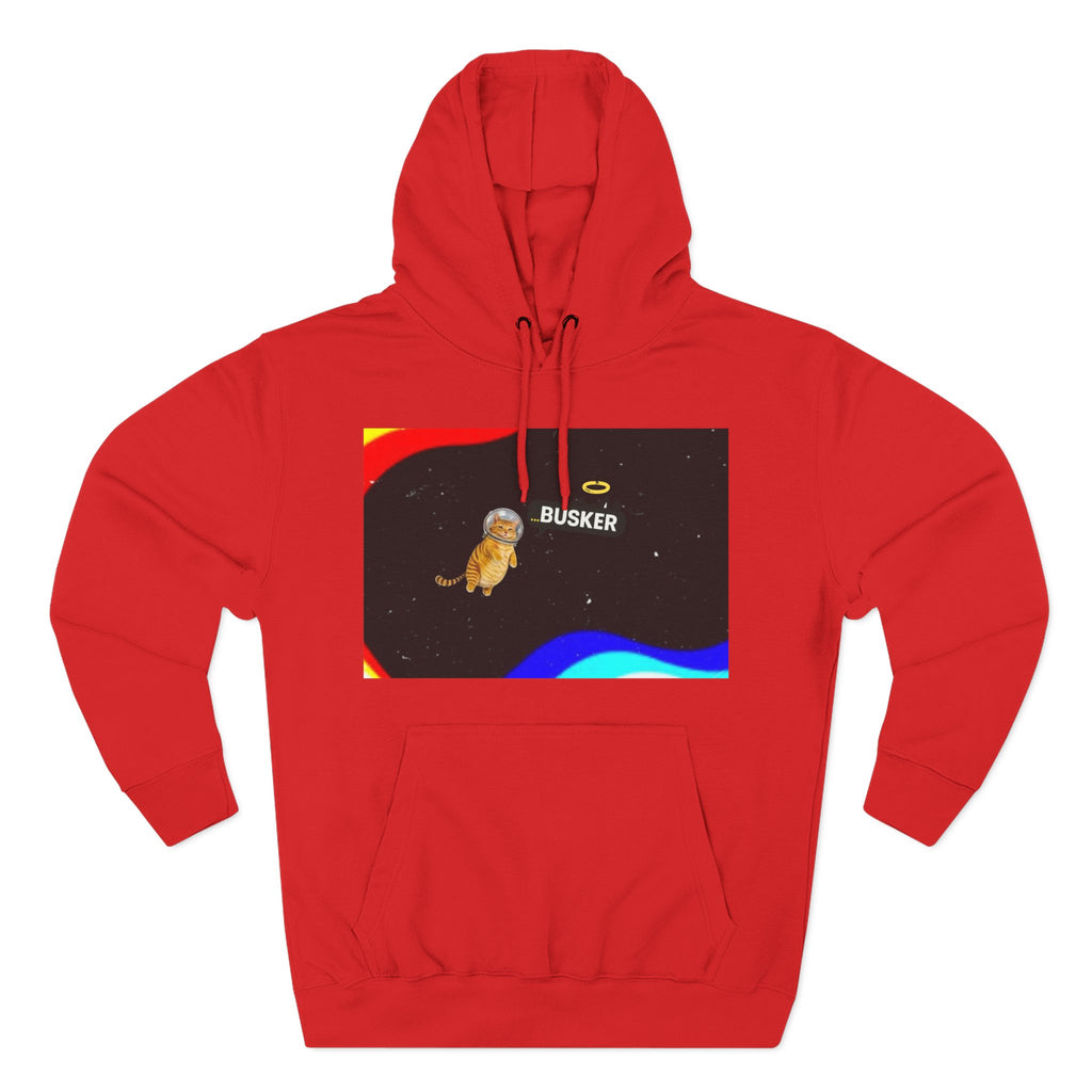 Colorful Space Cat Fleece Hoodie, Cozy, Unique, Gift for Cat Lovers, Birthday, Casual Wear, Fun Design