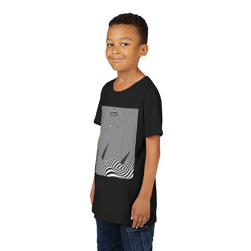 Stylish Youth Tee with Sunset Geometric Design, Summer Apparel, Kids Fashion, Gift for Birthdays, Fun Casual Wear, Graphic Tee