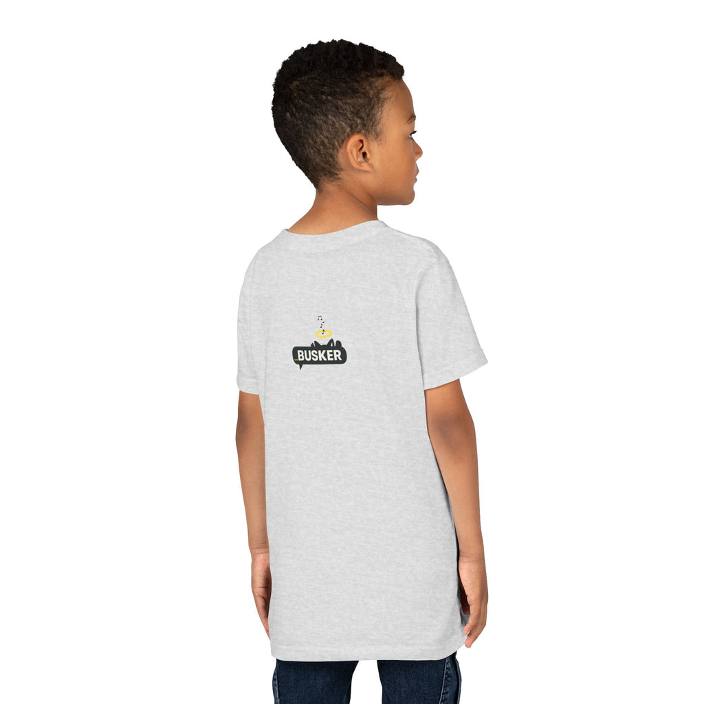 Cool Busker Youth Tee, Street Style Youth T-Shirt, Graphic Tee for Kids, Hipster Summer Shirt, Unique Gift for Young Musicians