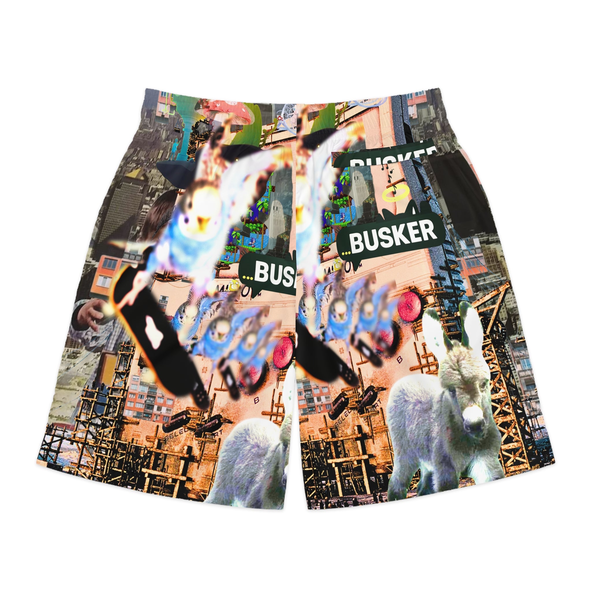 Men's Graphic Jogger Shorts - Vibrant Street Art Design