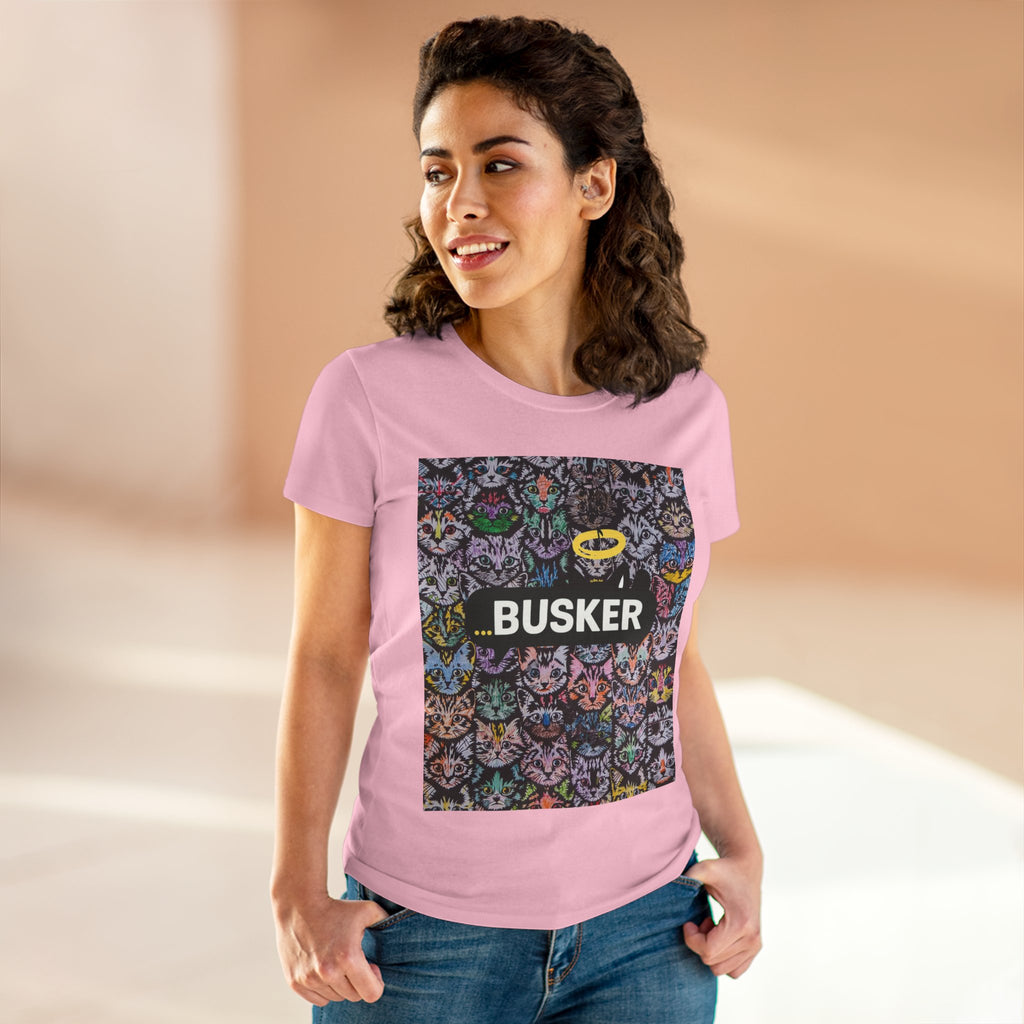 Colorful Cat Design Women's Tee, Casual Graphic Tee for Cat Lovers, Funny Gift for Friends, Summer Style, Unique Animal Art Shirt