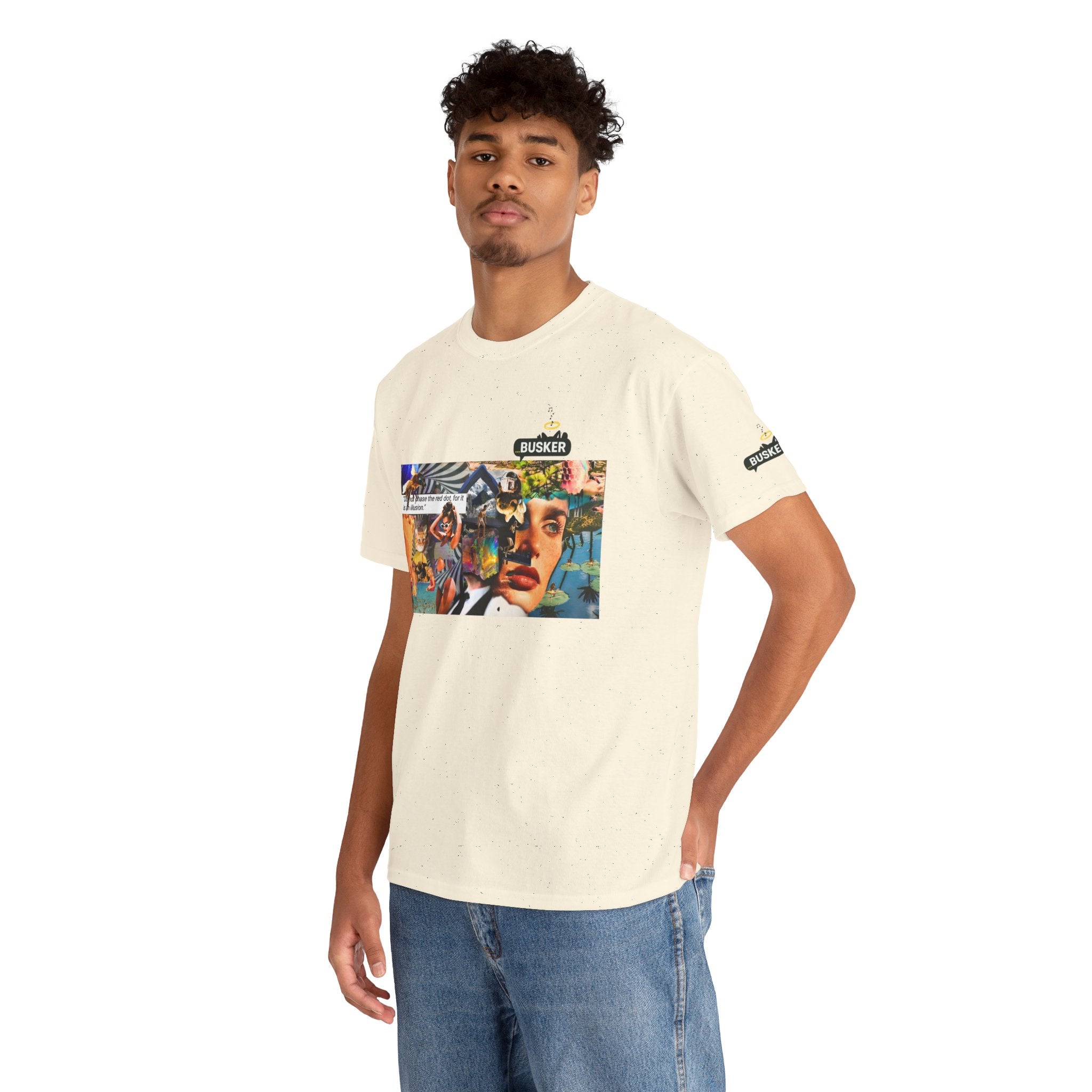 Artistic Unisex Heavy Cotton Tee - Vibrant Busker Design