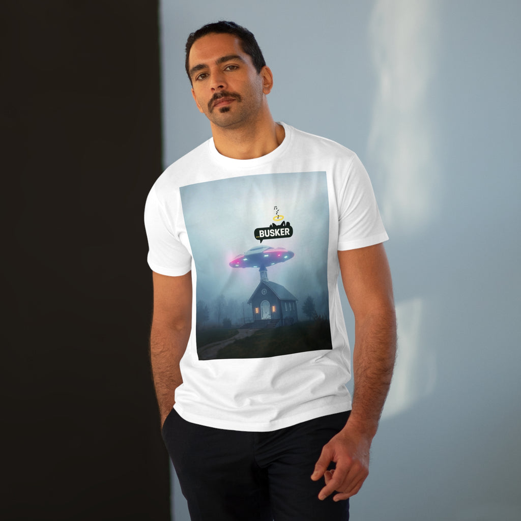 Men's Modern-fit Tee with 'Busker' Design - Casual Streetwear for Music Lovers, Perfect Gift for Festivals, Concerts, Birthdays, [...]