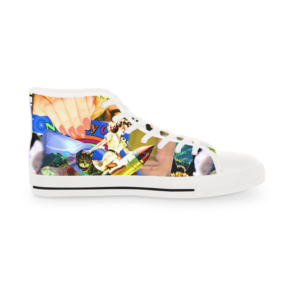 Colorful High Top Sneakers - Unique Artistic Design for Creative Souls