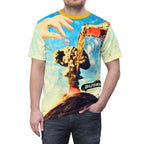 Unique Graphic Tee, Fun AOP T-Shirt, Youthful Streetwear, Urban Casual Wear, Perfect for Festivals, Summer Vibe Shirt