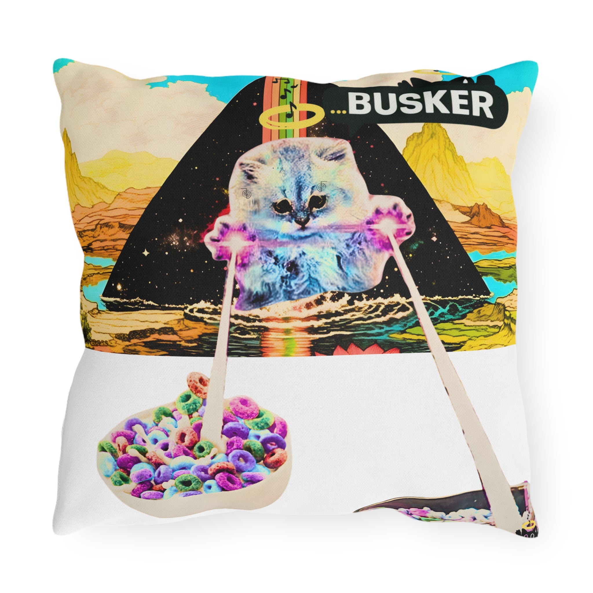 Whimsical Cat Art Outdoor Pillows, Colorful Throw Pillows for Home Decor, Unique Gifts for Cat Lovers, Garden Cushions, Fun Seasonal Decor